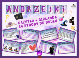 Gazetka ANDRZEJKI - girlanda, dekoracje i gotowe treści! Aż 34 strony do druku!