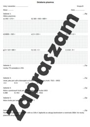 Sprawdzian / powtórzenie wiadomości działania pisemne