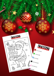 Świąteczna kolorowanka - św. Mikołaj, części mowy