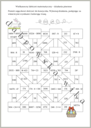 Wielkanocny labirynt matematyczny - działania pisemne