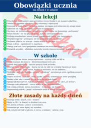 Obowiązki ucznia – plakat do druku + strona na podpisy