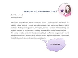 List - podziękowania dla Rodziców.