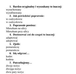Test sprawdzający poprawność językową