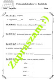 Obliczenia kalendarzowe - kartkówka