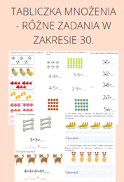 Tabliczka mnożenia - różne zadania, zadania tekstowe i nie tylko w zakresie 30