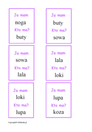 Zestaw kart typu kto ma, ja mam – wyrazy