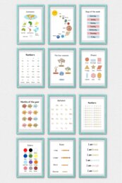 🧑‍🏫Zestaw 12 Plakatów Edukacyjnych w j.angielskim ❤️ Format A3 & A4