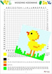 Święta, wiosna, WIelkanoc- kurczaczek , kodowanka, dyktando graficzne, kodowanie