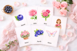 Fiszki obrazkowe. Róże i jagody