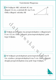 Twierdzenie Pitagorasa - karta pracy