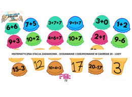 "Lody" stacja zadaniowa - dodawanie i odejmowanie w zakresie 20