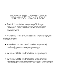 Program zajęć logopedycznych