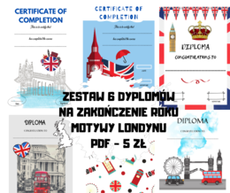 Diploma Certificate dyplomy na zakończenie roku/ kursu z języka angielskiego