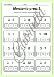 Tabliczka mnożenia - karty pracy, mnożenie przez 2,3,4 oraz 5.
