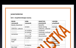 Szybka powtórka ze słowotwórstwa- 5 krótkich ćwiczeń z kluczem MATURA i nie tylko