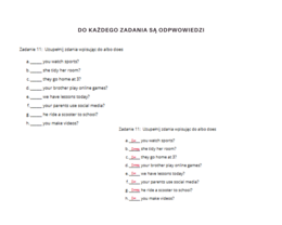 Together Klasa 4 Unit 7 Dodatkowe Zadania Powtórzenie Słownictwo Gramatyka Komunikacja Present Simple Nazwy czyności Rutyna Czas Wolny Język Angielski