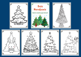 BOŻE NARODZENIE – Choinki świąteczne - kolorowanka – kolorowanki – biblioteka – świetlica – przedszkole - 40 wersji
