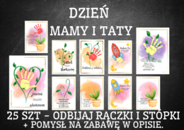 Plakaty z odciskiem dłoni – kartki dla Mamy i Taty, laurka prezent Dzień Rodziny