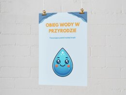 PLAKAT. Obieg wody w przyrodzie. Rola wody w środowisku. Fakty - oszczędzanie wody.