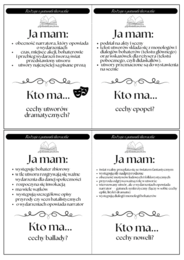 Karty Ja mam, Kto ma? Rodzaje i gatunki literackie, egzamin ósmoklasisty