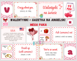 Walentynki // gazetka // materiały na angielski // MEGA PAKA