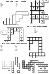 Bugs Team 2 – Unit 2 – krzyżówki – Animals/Baby animals/Other_Extra words