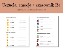 Karty pracy: uczucia i emocje, czasownik Be ( I am, I am not, Are you ...? Is she/he ...?, She/He is, She/ He isn't, Zaimek He, She