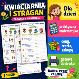 Kwiaciarnia i stragan – zadania z pieniędzmi