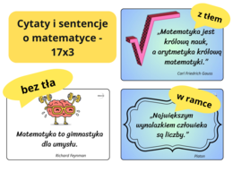 Matematyczne cytaty – 17x3 kart inspirujących – wersja pełna i ekonomiczna do wydruku