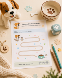 Ślady łapek Reksia – ćwiczenie grafomotoryczne