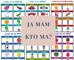 LOGOPEDIA Ja mam kto ma? -  10 gier ( ubrania, warzywa, owoce, transport, sport, przybory szkolne,przybory higieniczne, fast food, instrumenty,,zabawki)