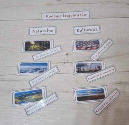 Materiał do zalaminowania/praca w grupach/stacje zadaniowe/układanka/puzzle „Rodzaje krajobrazów” w pdf. Przyroda, dział „Poznajemy krajobraz najbliższej okolicy”.