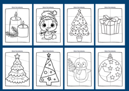 BOŻE NARODZENIE – UKŁADANKA – układanki – puzzle – kolorowanka – kolorowanki - 12 szt. – biblioteka – świetlica – przedszkole