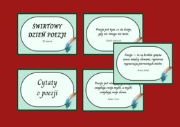 ŚWIATOWY DZIEŃ POEZJI – cytaty – gazetka – 21 str. – fiszki – wersja 3