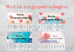 Weź to, czego potrzebujesz - MOTYWACJA-SELFCARE-WSPARCIE - 9 kart A4- odrywanki- całoroczne