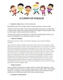 30 ZABAW NA WAKACJE