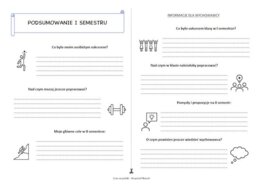 Podsumowanie I semestru - karta na zajęcia z wychowawcą