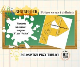 tangram "Kamienie na szaniec" biały i kolorowy