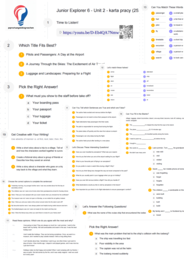 Junior Explorer 6 – Unit 2 – karta pracy