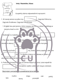 Karty pracy z odpowiedziami do lektury Astrid Lindgren "Dzieci z Bullerbyn"