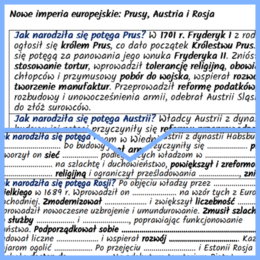 Nowe imperia europejskie: Prusy, Austria i Rosja – notatki i karta pracy