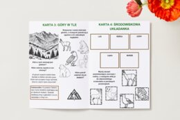 Karty pracy z kolorowankami. Środowisko naturalne (zwierzęta, rośliny, rzeka, las, góry)