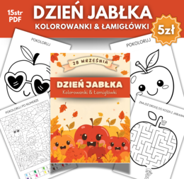 🍎 Dzień Jabłka - Kolorowanki & Łamigłówki dla najmłodszych 🍎🍏