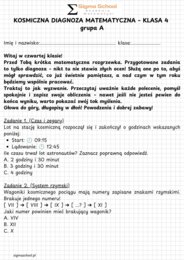 Kosmiczna diagnoza przedmiotowa z matematyki na wejście do klasy 4 (Grupa A + B + Klucz)