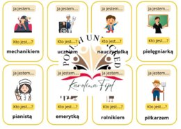 Gra karciana "Ja jestem, kto jest" zawody, narzędnik