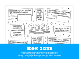 Matematyka. Klasa 2. Szkoła ponadpodstawowa. Rok 2023. Rysowana karta pracy. Powtórzenie wiadomości.