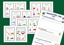 📚BOHATEROWIE LEKTUR OBOWIĄZKOWYCH – mini puzzle z ikonami – 36 szt. + karta pracy