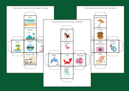 WAKACYJNE OPOWIEŚCI Z KOSTKĄ - ćwiczenia redakcyjne - 11 szt. - wakacje - lato - opowiadanie
