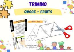 Fruits - owoce – układanka trimino w dwóch wersjach