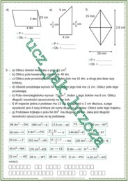 Pola i obwody figur, karta pracy z hasłem, klasa 5, praca w klasie, edukacja domowa